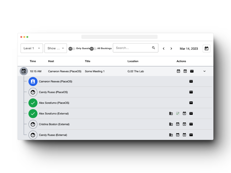 PlaceOS Visitor Attendees to a Meeting List