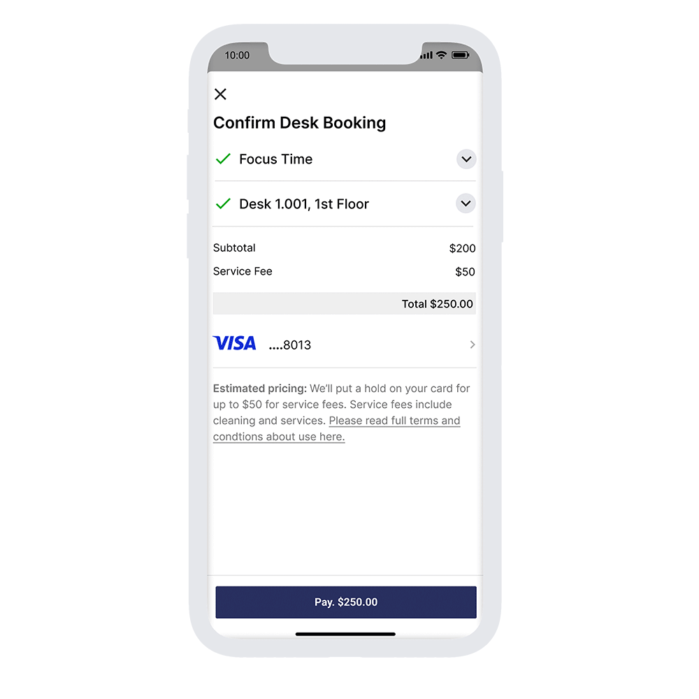 PlaceOS Resource Payment Interface for Desks, Rooms & Resources